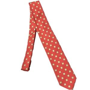Peter Millar Mens Tie Red 100% Silk Italy Necktie Geometric Preppy Designer